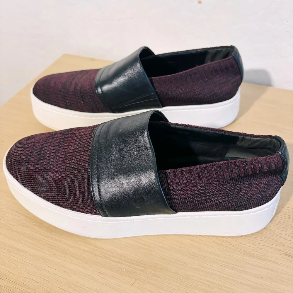 Vince Ward Women’s‎ Platform Slip-On Stylish Black and Burgundy Sneakers